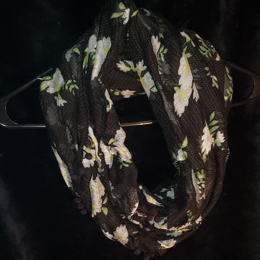 Black Floral Infinity Scarf